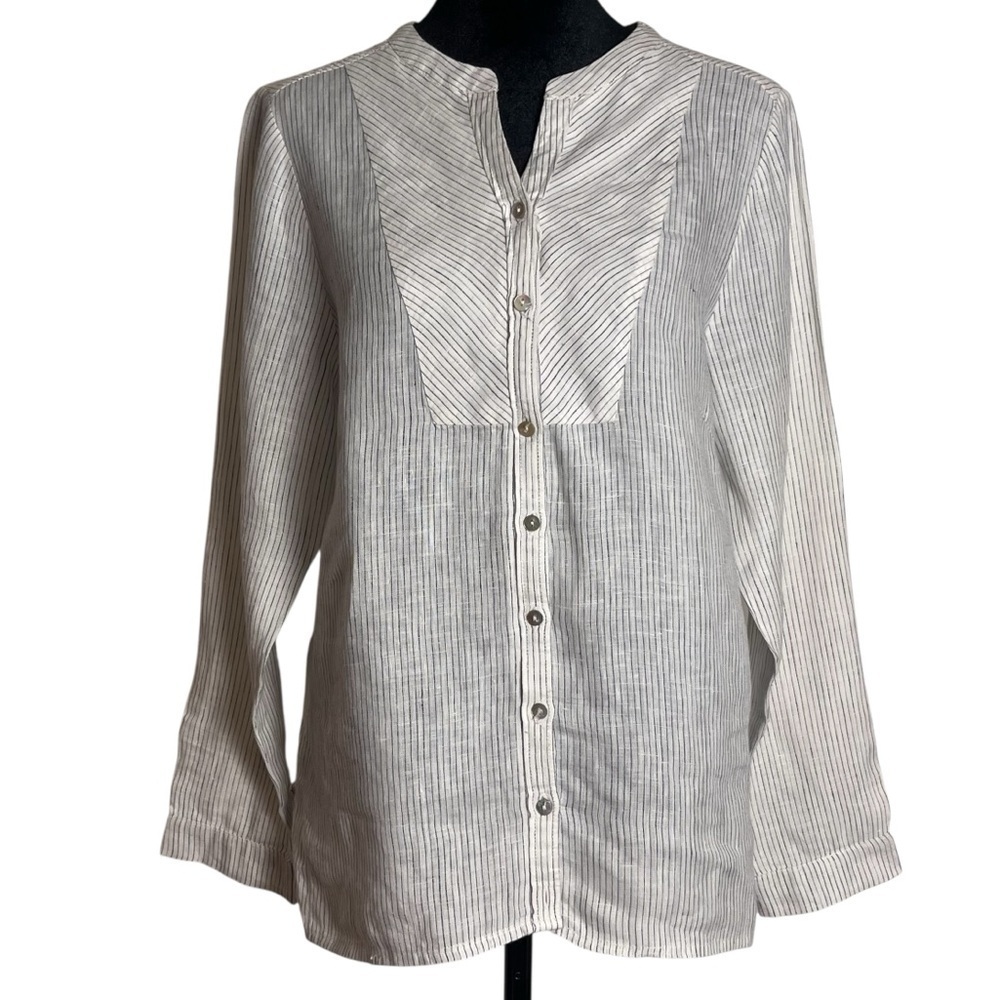 Sundance 100% Linen Pin Striped Boho Blouse – Size MP
